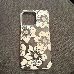 Kate Spade iPhone 14 Pro Max case . Hollyhock floral with stones.